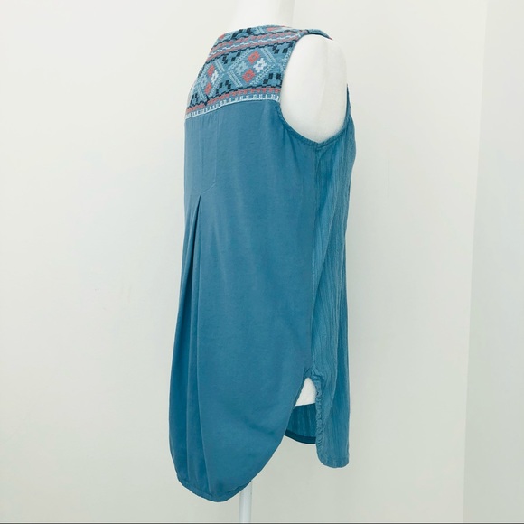 ⭐️Prana⭐️Heloise Tunic Embroidered Blue Cotton Tank Top Active Outdoors Wo's S - Picture 6 of 12